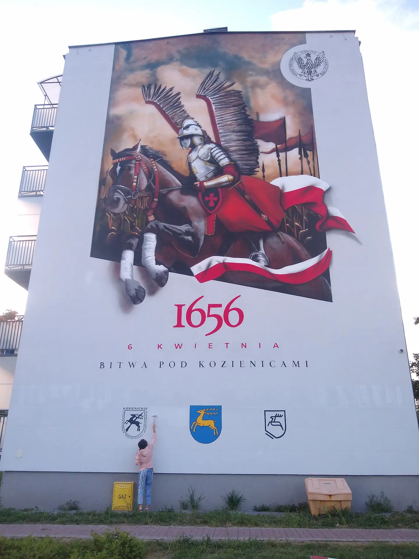 Mural historyczny 3D - Bitwa pod Kozienicami - widok z przodu ściany