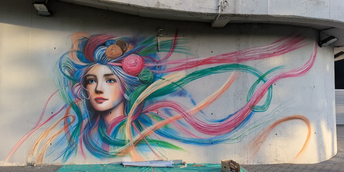 Mural Bawełnianka w Galerii Handlowej w Bełchatowie - 1